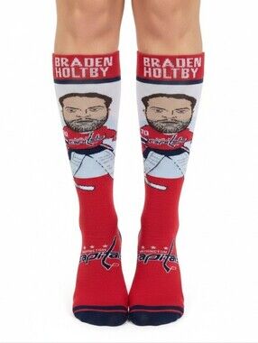NWT Braden Holtby Washington Capitals Red Novelty Knee Socks